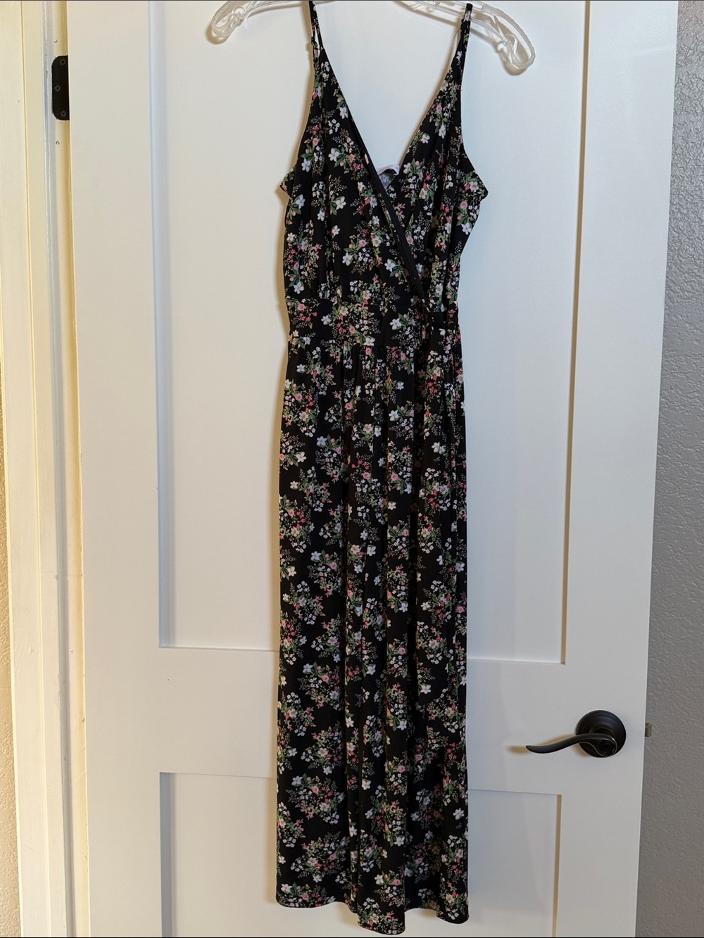 Maggy London Black Floral Ankle-Length Jumpsuit